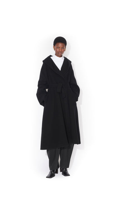 Alaïa Hood Wrap Wool Coat
