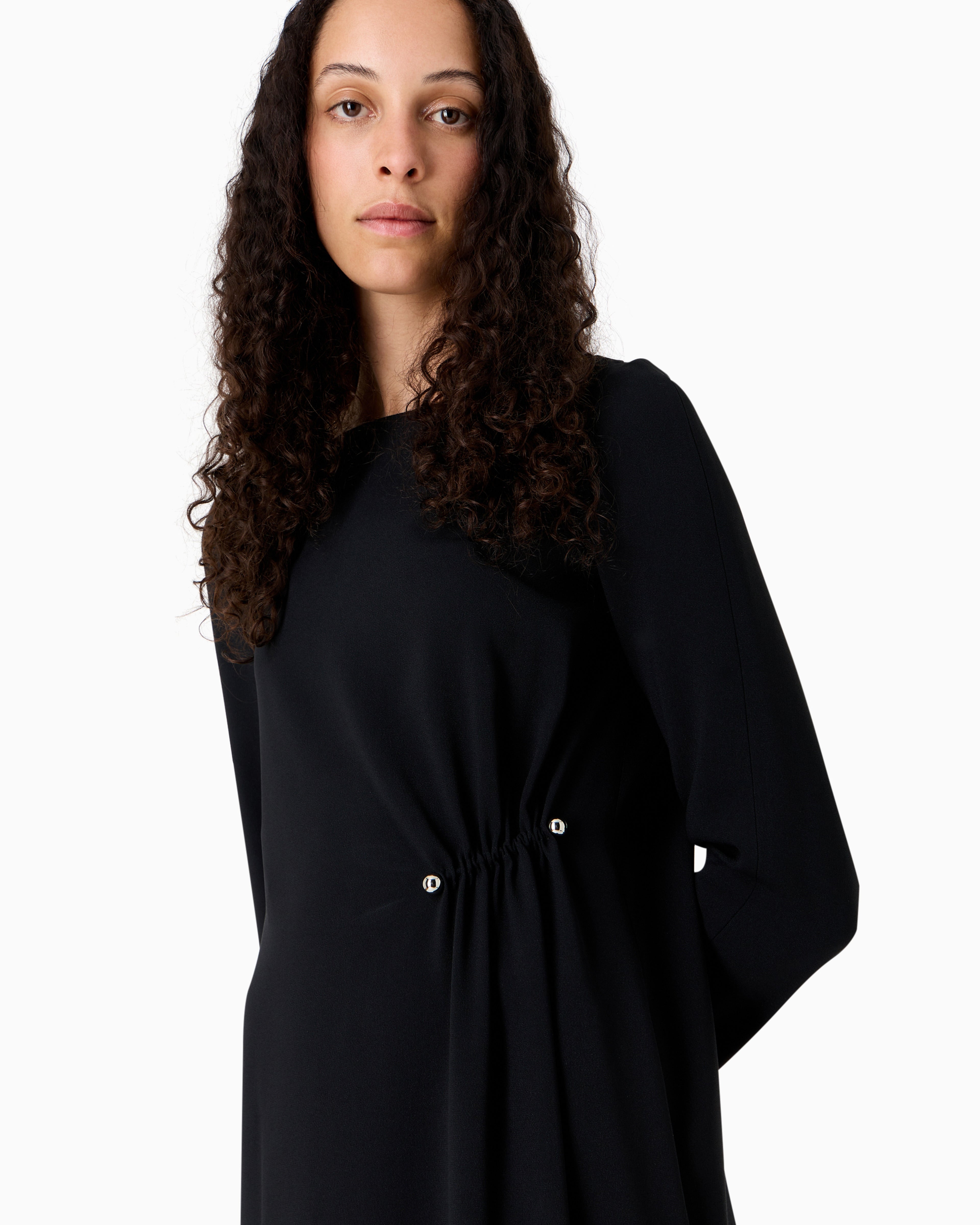Emporio Armani Draped envers satin tunic dress with piercing-style closure