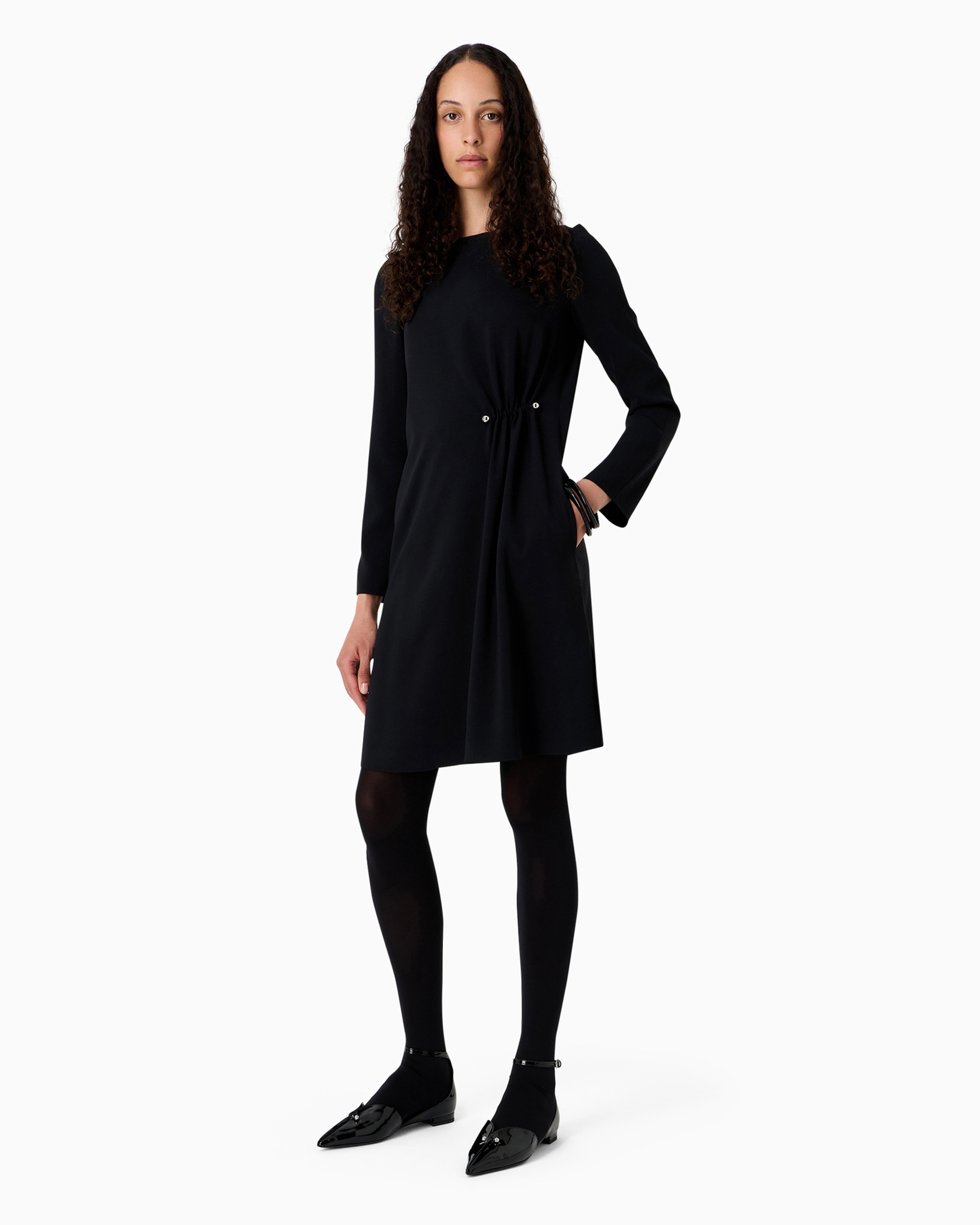 Emporio Armani Draped envers satin tunic dress with piercing-style closure