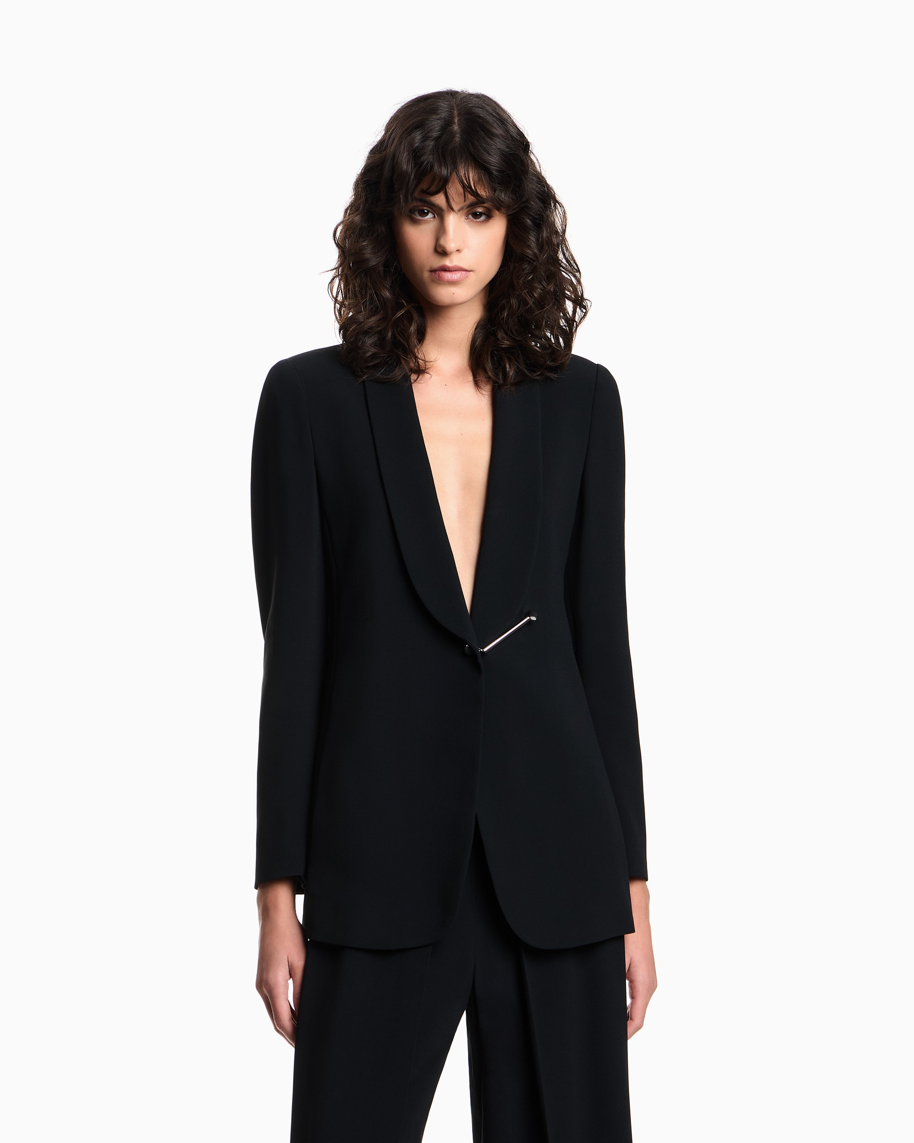 Emporio Armani Jacket with collar in acetate satin with a piercing closure