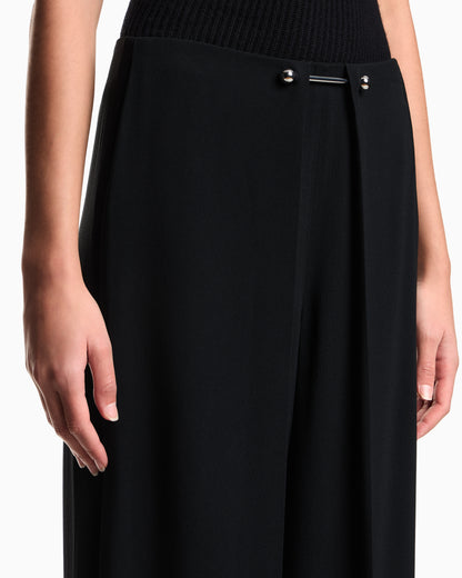 Emporio Armani Trousers with piercing closure in wide-leg satin