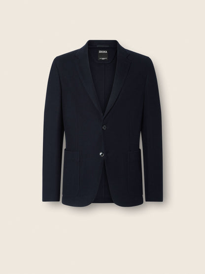 Zegna Navy Blue High Performance Jersey Jacket