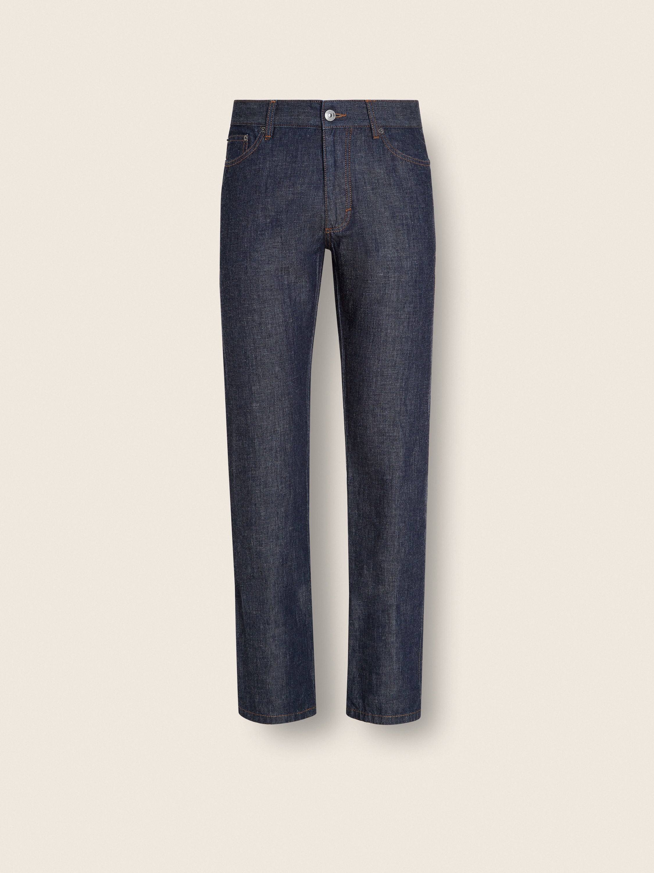 Zegna Dark Blue Rinse-Washed Cotton And Linen Roccia Jeans