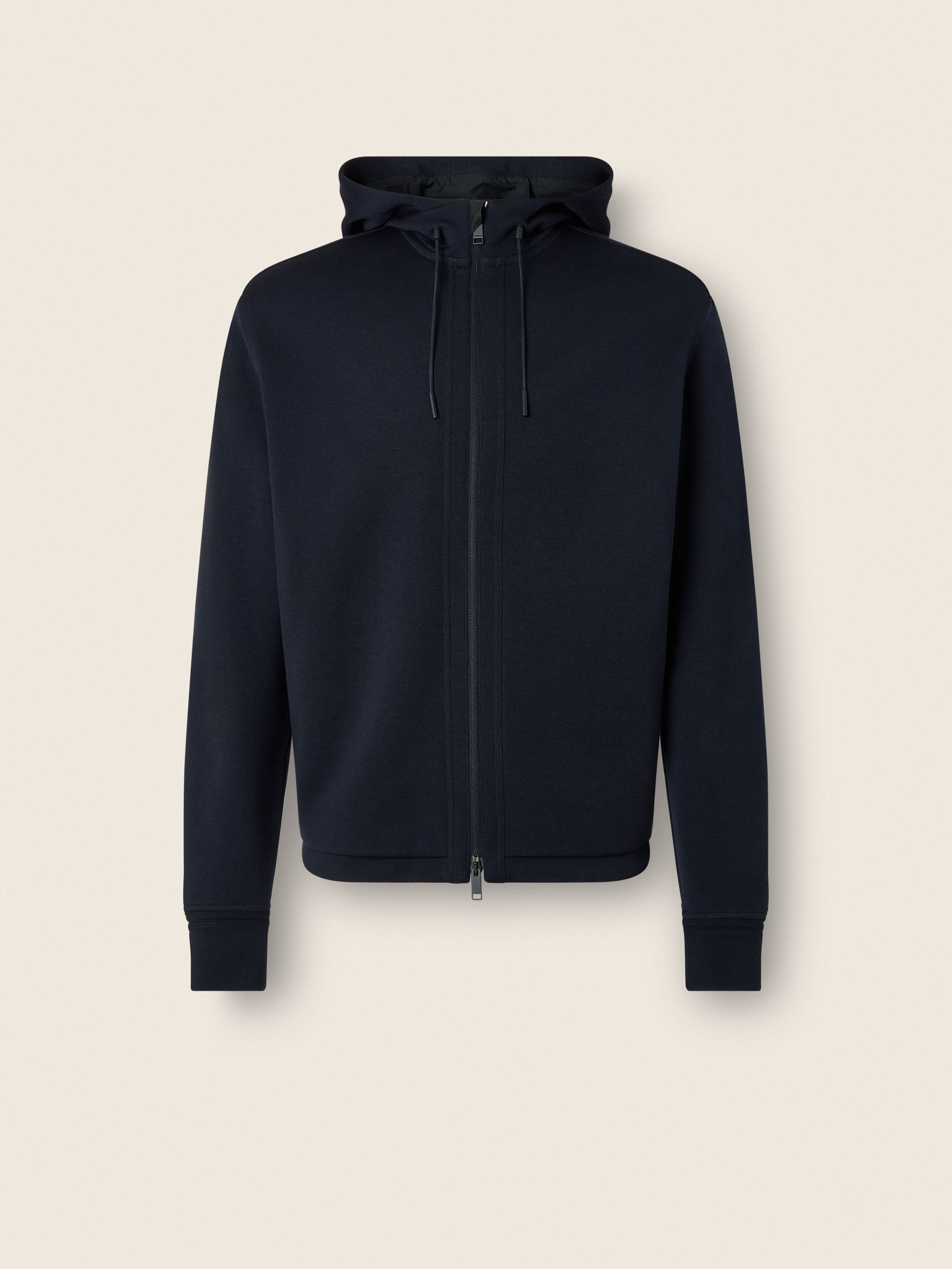 Zegna Navy Blue High Performance Wool Blend Full Zip Hoodie