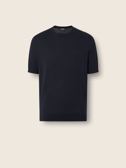 Zegna Navy Blue Premium Cotton T-Shirt