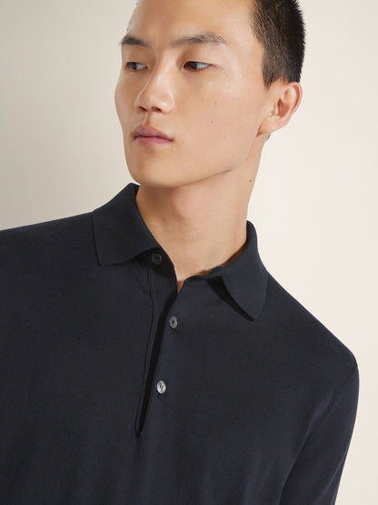 Zegna Navy Blue Premium Cotton Polo Shirt