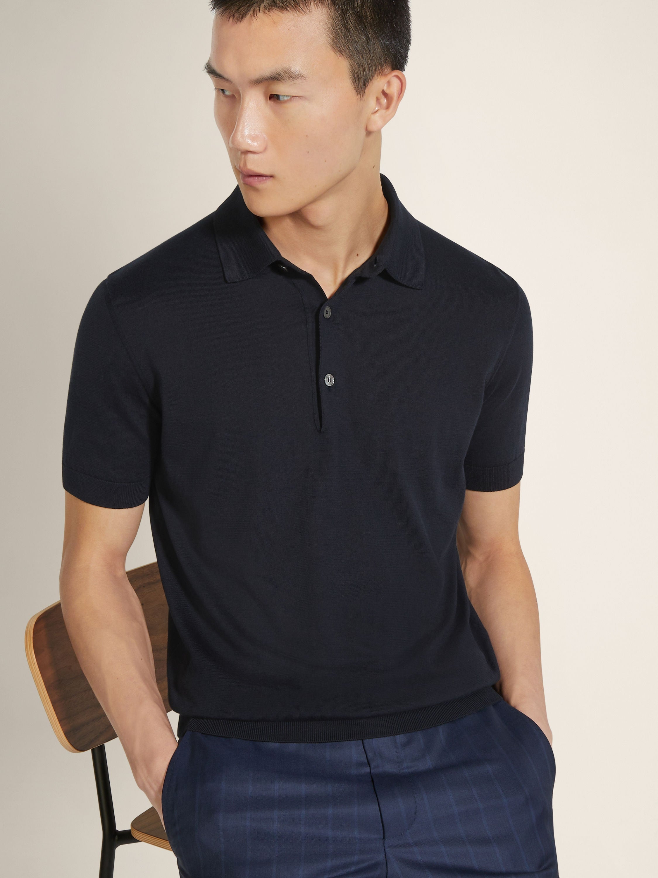 Zegna Navy Blue Premium Cotton Polo Shirt