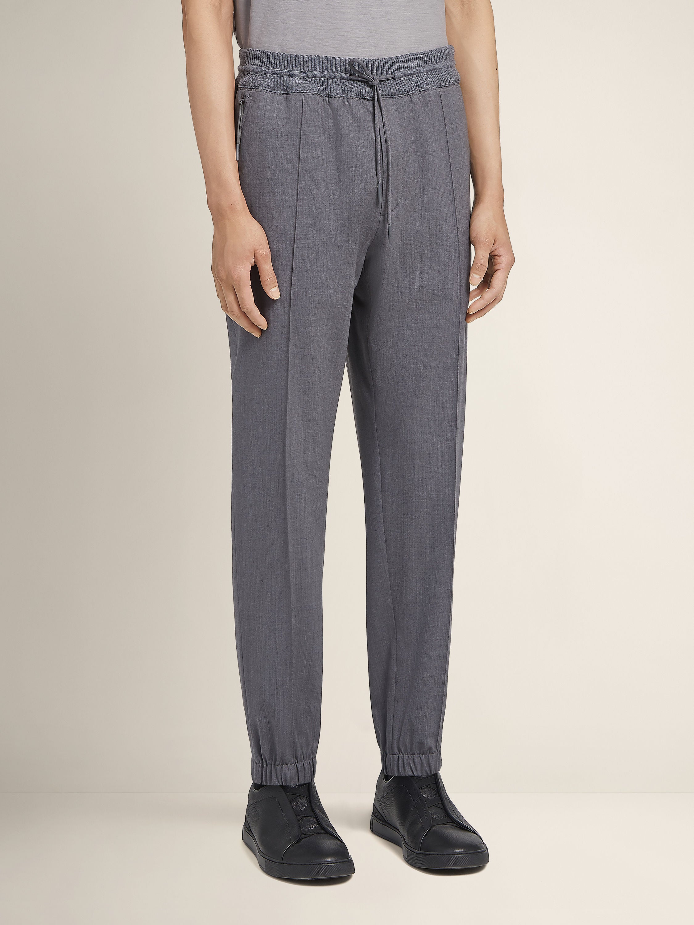 Zegna Grey Mlange High Performance Wool Joggers