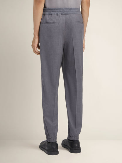 Zegna Grey Mlange High Performance Wool Joggers