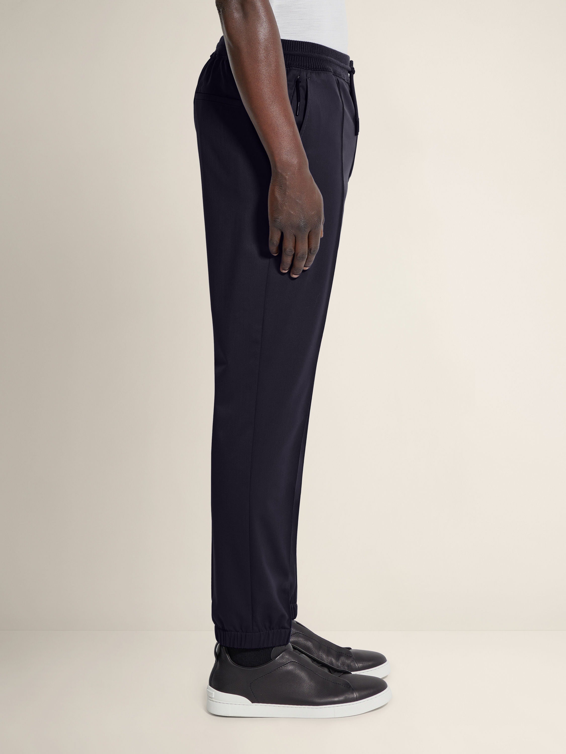 Zegna Navy Blue High Performance Wool Joggers
