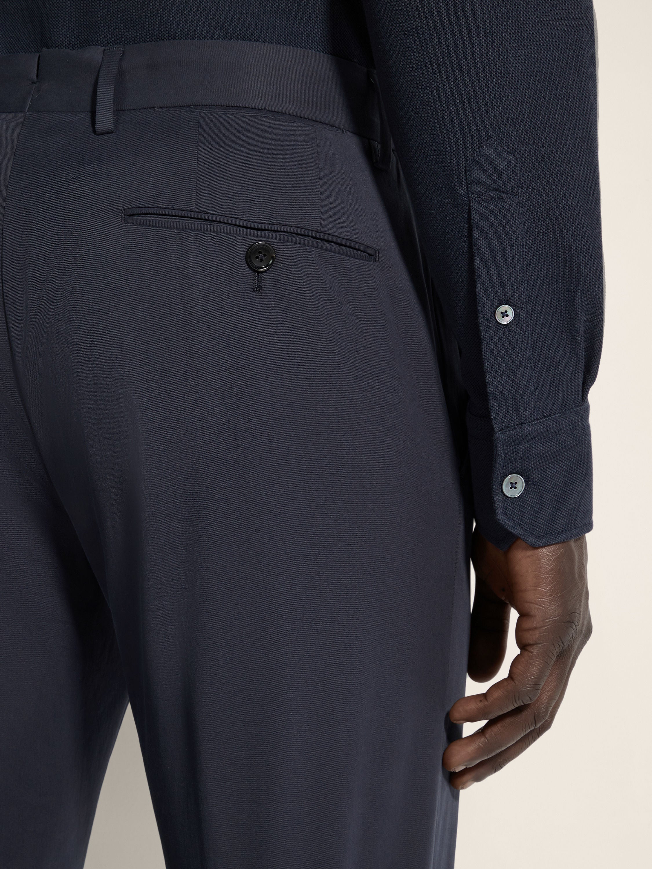 Zegna Navy Blue Stretch Cotton Pants