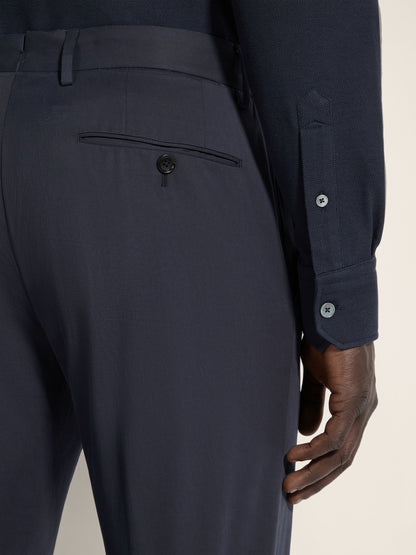 Zegna Navy Blue Stretch Cotton Pants