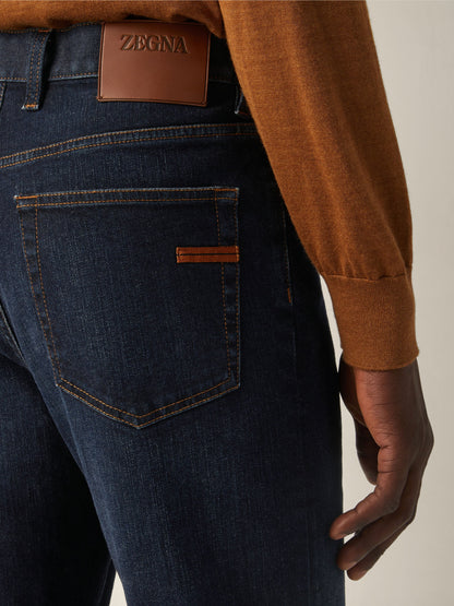 Zegna Dark Blue Rinse-Washed Stretch Cotton Roccia Jeans