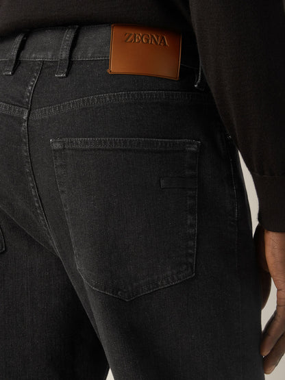Zegna Dark Grey Stone-Washed Stretch Cotton Roccia Jeans