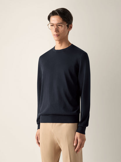 Zegna Navy Blue Cashseta Crewneck