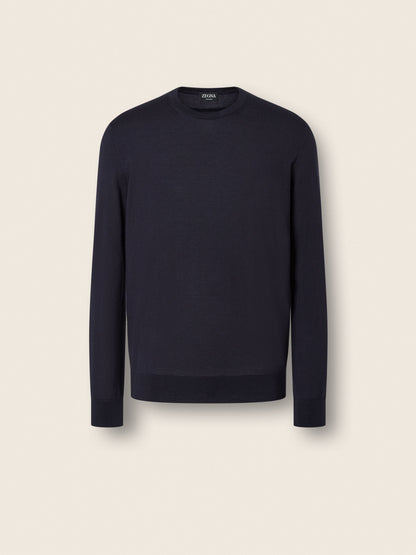 Zegna Navy Blue Cashseta Crewneck