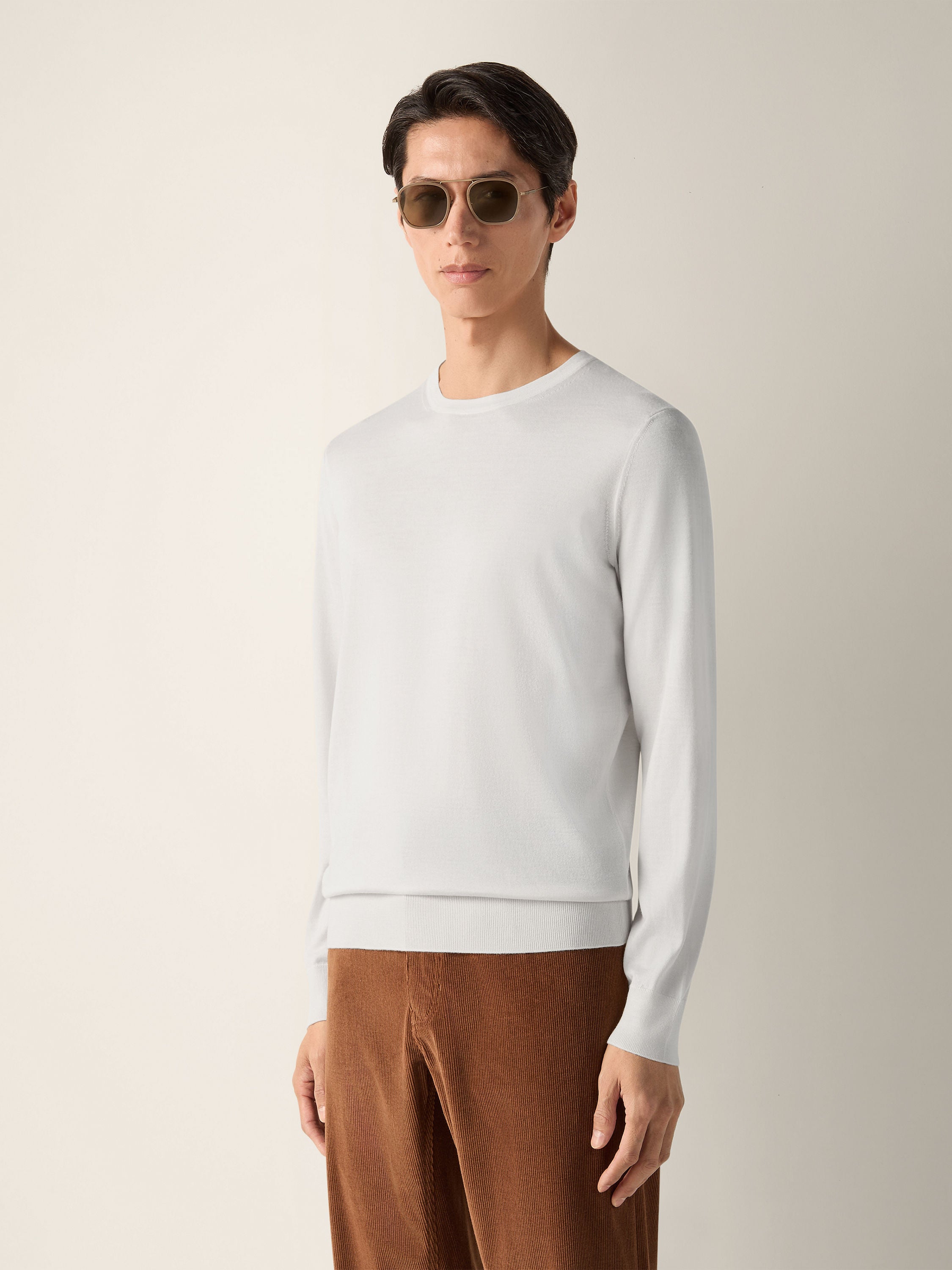 Zegna White Cashseta Crewneck