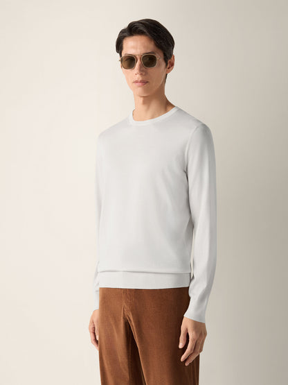 Zegna White Cashseta Crewneck