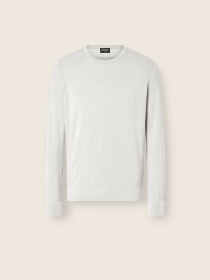 Zegna White Cashseta Crewneck