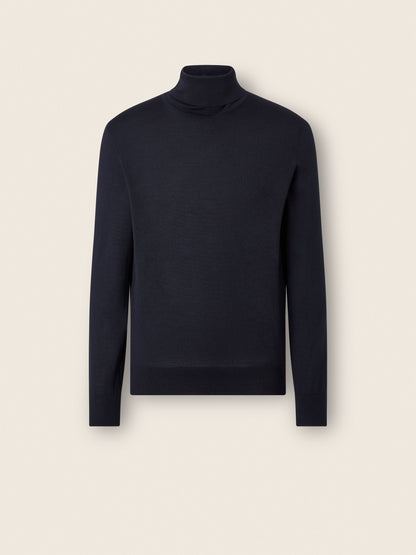 Zegna Navy Blue Cashseta Turtleneck