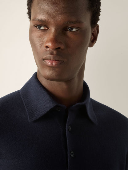 Zegna Navy Blue Cashseta Polo Shirt
