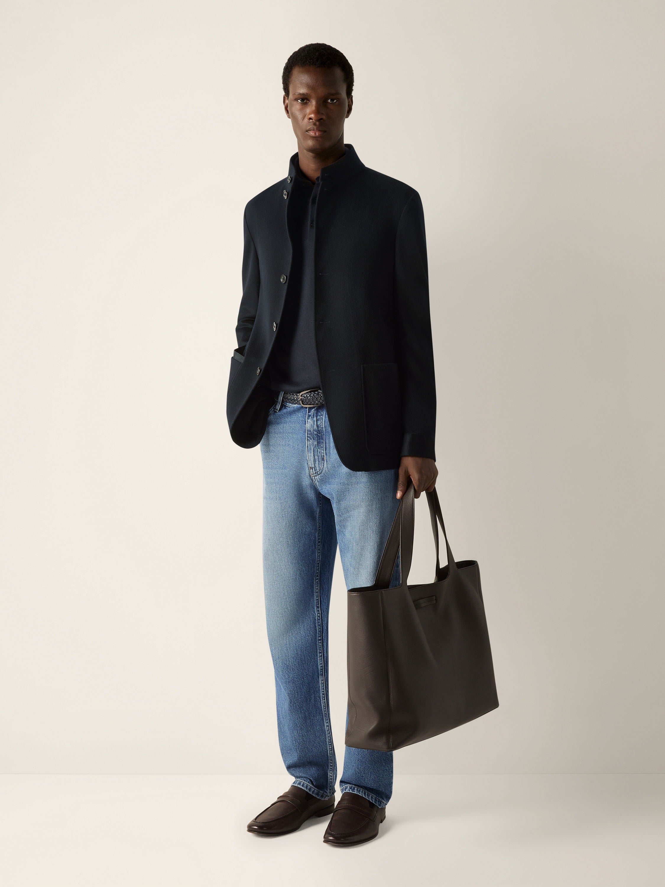 Zegna Navy Blue Cashseta Polo Shirt