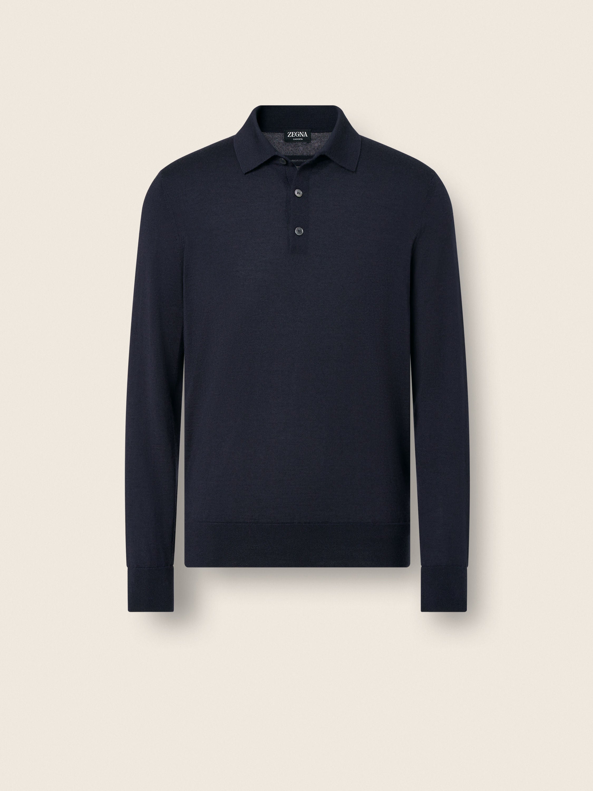 Zegna Navy Blue Cashseta Polo Shirt
