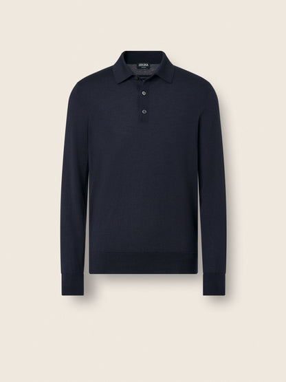 Zegna Navy Blue Cashseta Polo Shirt