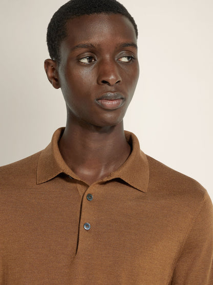 Zegna Dark Foliage Mlange Cashseta Polo Shirt