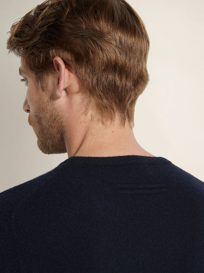 Zegna Navy Blue Mlange Oasi Cashmere Crewneck