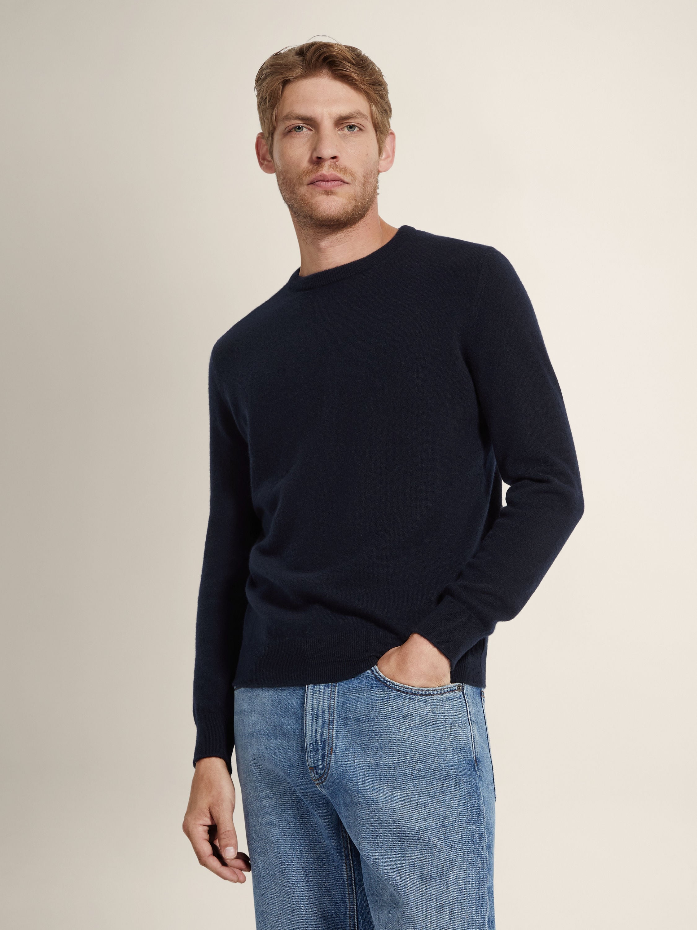 Zegna Navy Blue Mlange Oasi Cashmere Crewneck