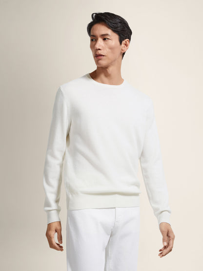 Zegna White Mlange Oasi Cashmere Crewneck
