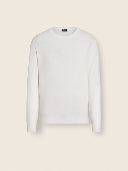 Zegna White Mlange Oasi Cashmere Crewneck