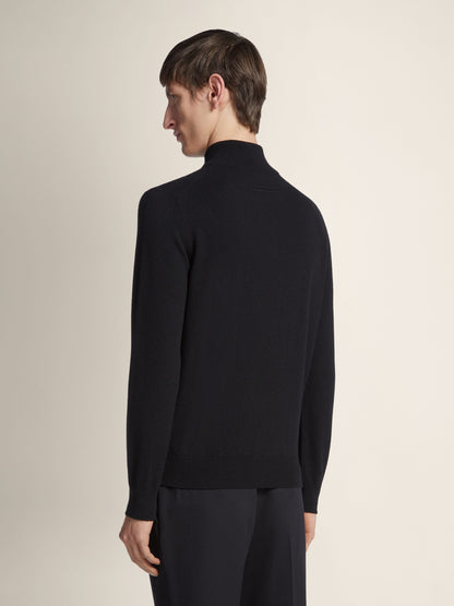 Zegna Black Oasi Cashmere Zip Mock Neck Sweater