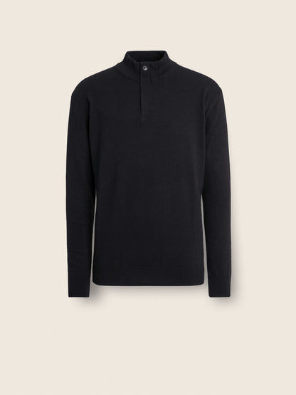 Zegna Black Oasi Cashmere Zip Mock Neck Sweater
