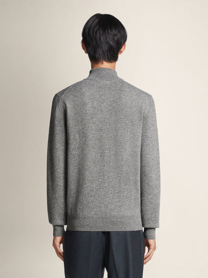 Zegna Grey Mlange Oasi Cashmere Zip Mock Neck Sweater