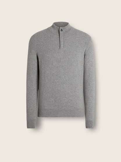Zegna Grey Mlange Oasi Cashmere Zip Mock Neck Sweater