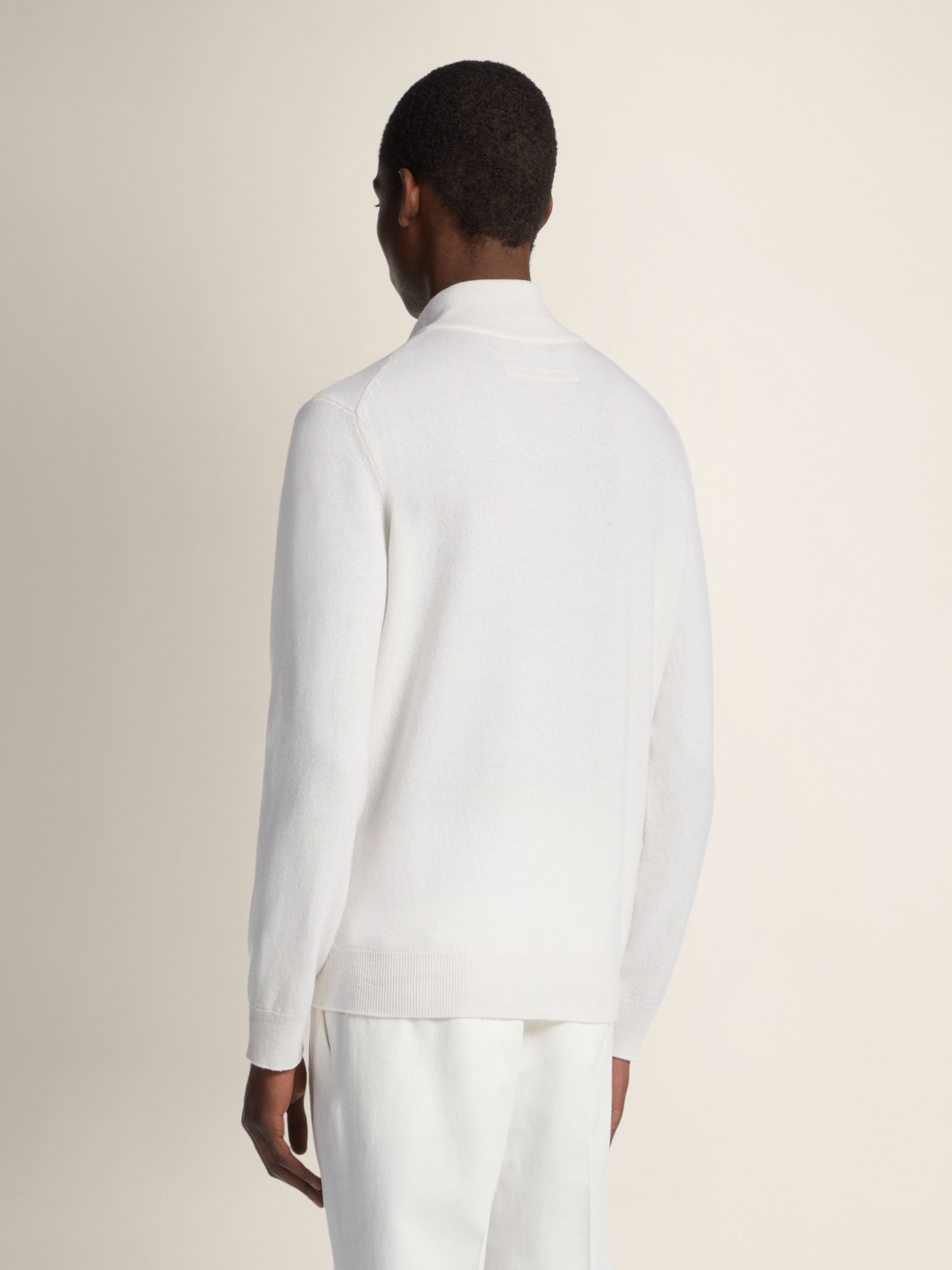 Zegna White Mlange Oasi Cashmere Zip Mock Neck Sweater