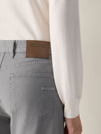 Zegna Light Grey Stretch Cotton Roccia Pants