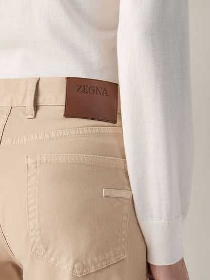 Zegna Light Beige Stretch Cotton Roccia Pants