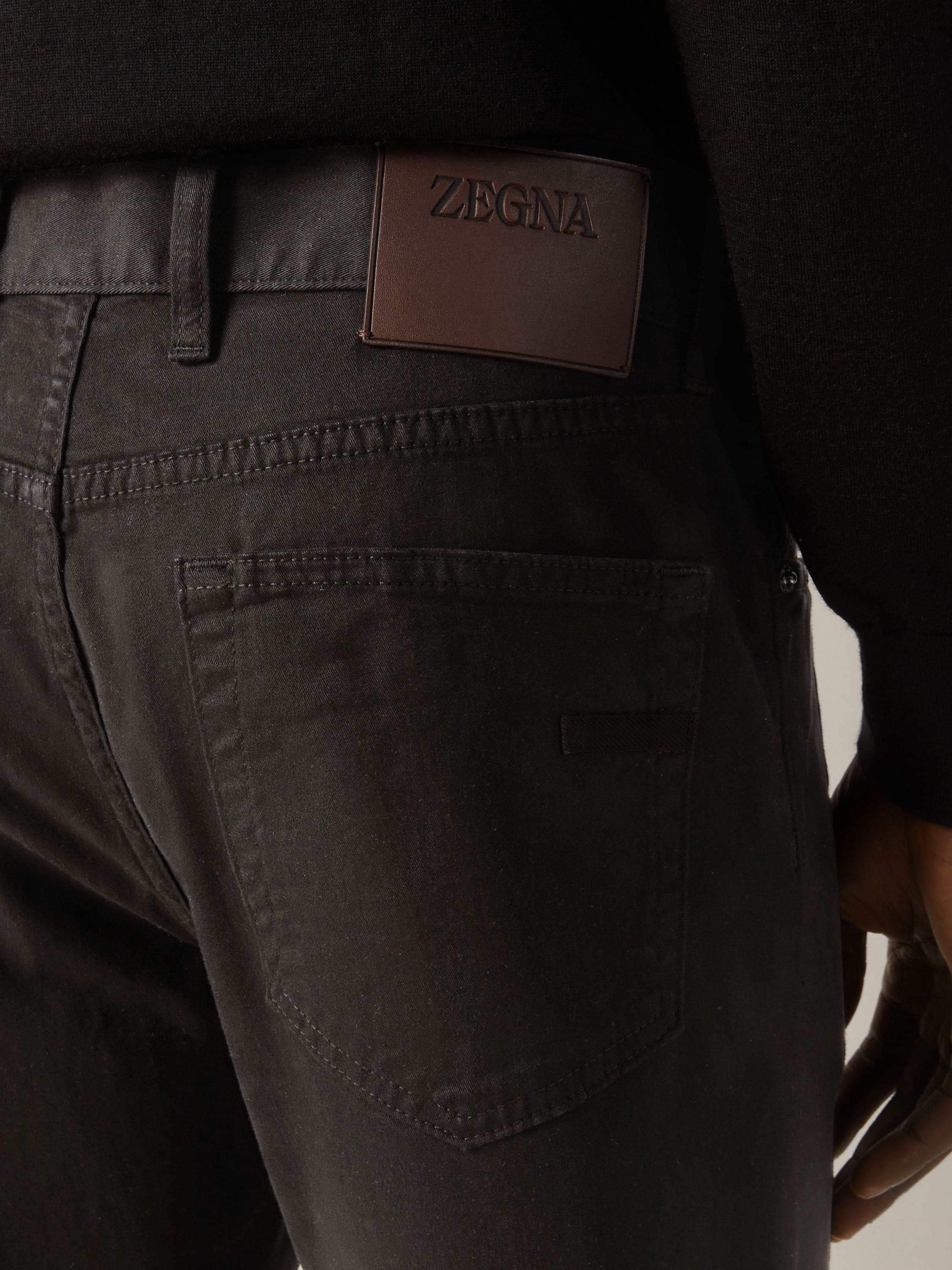 Zegna Black Stretch Cotton Roccia Pants