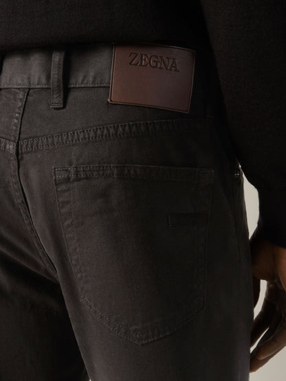 Zegna Black Stretch Cotton Roccia Pants