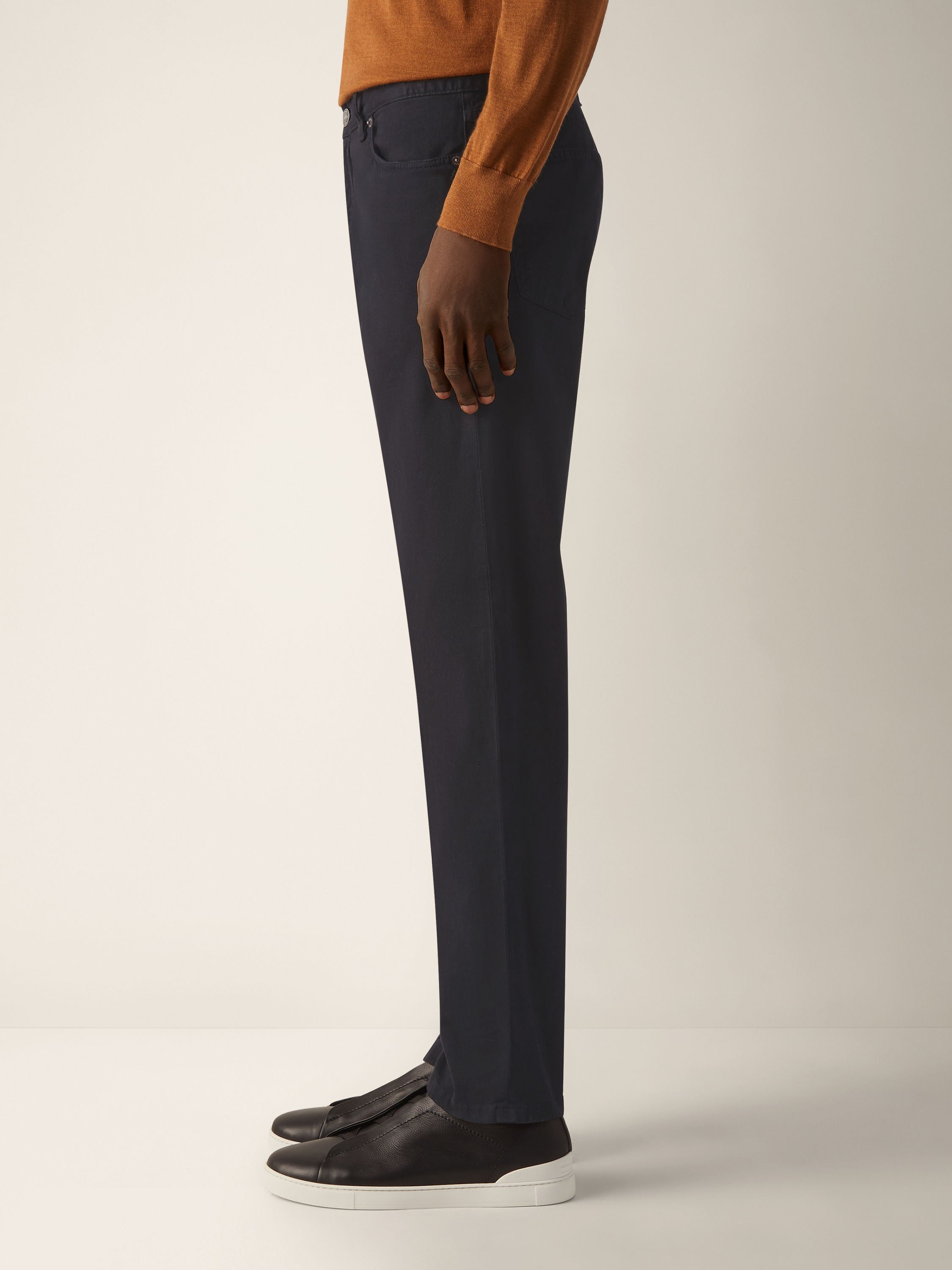 Zegna Navy Blue Stretch Cotton Roccia Pants
