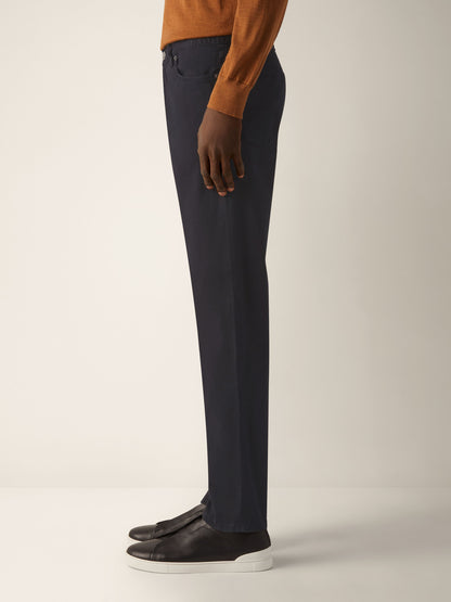 Zegna Navy Blue Stretch Cotton Roccia Pants
