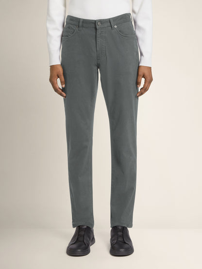 Zegna Light Grey Stretch Cotton Roccia Jeans
