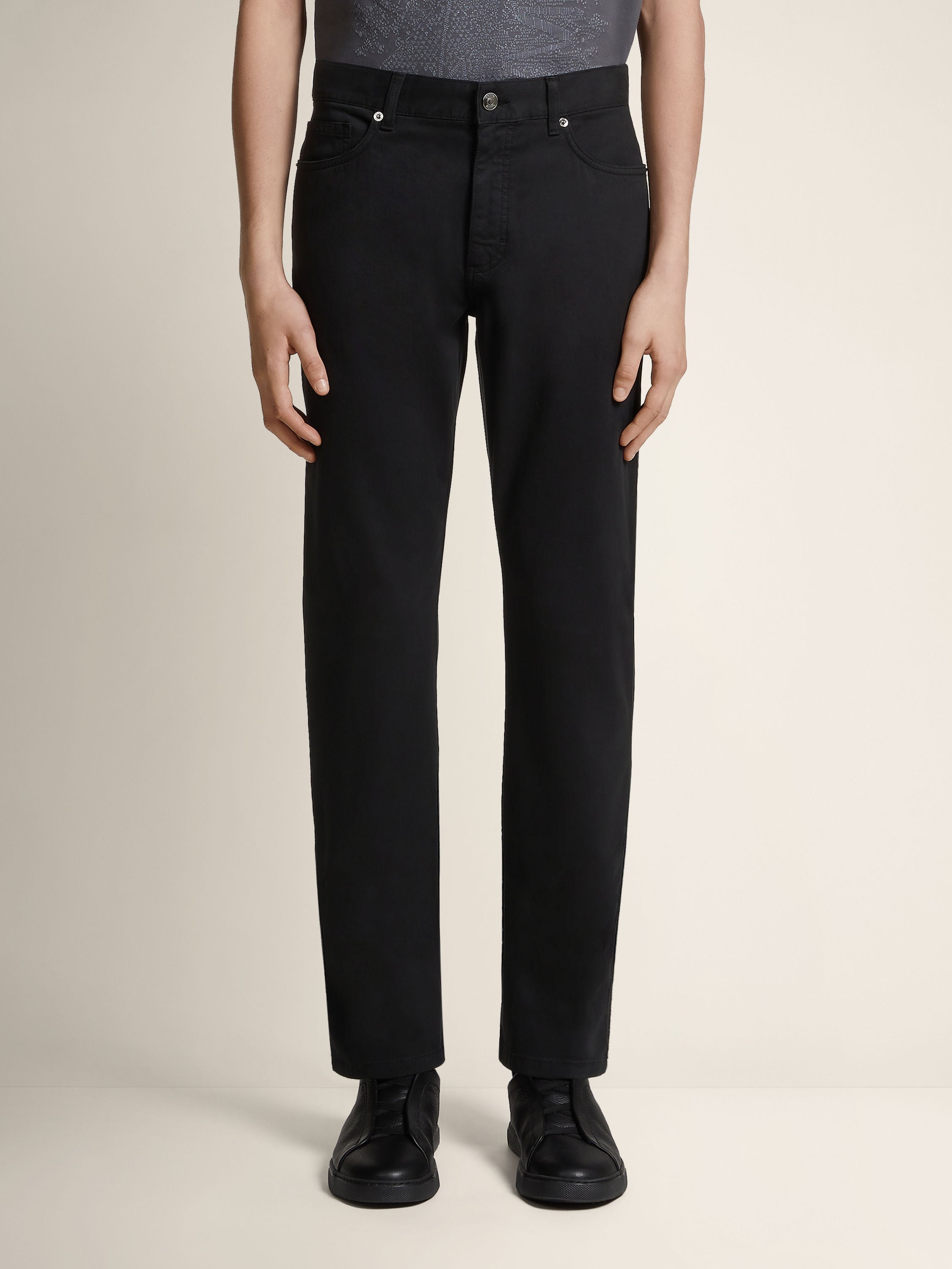 Zegna Black Stretch Cotton Roccia Jeans