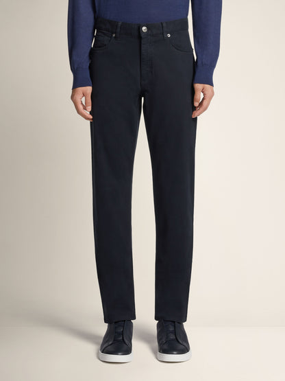 Zegna Navy Blue Stretch Cotton Roccia Jeans