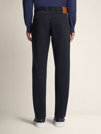 Zegna Navy Blue Stretch Cotton Roccia Jeans