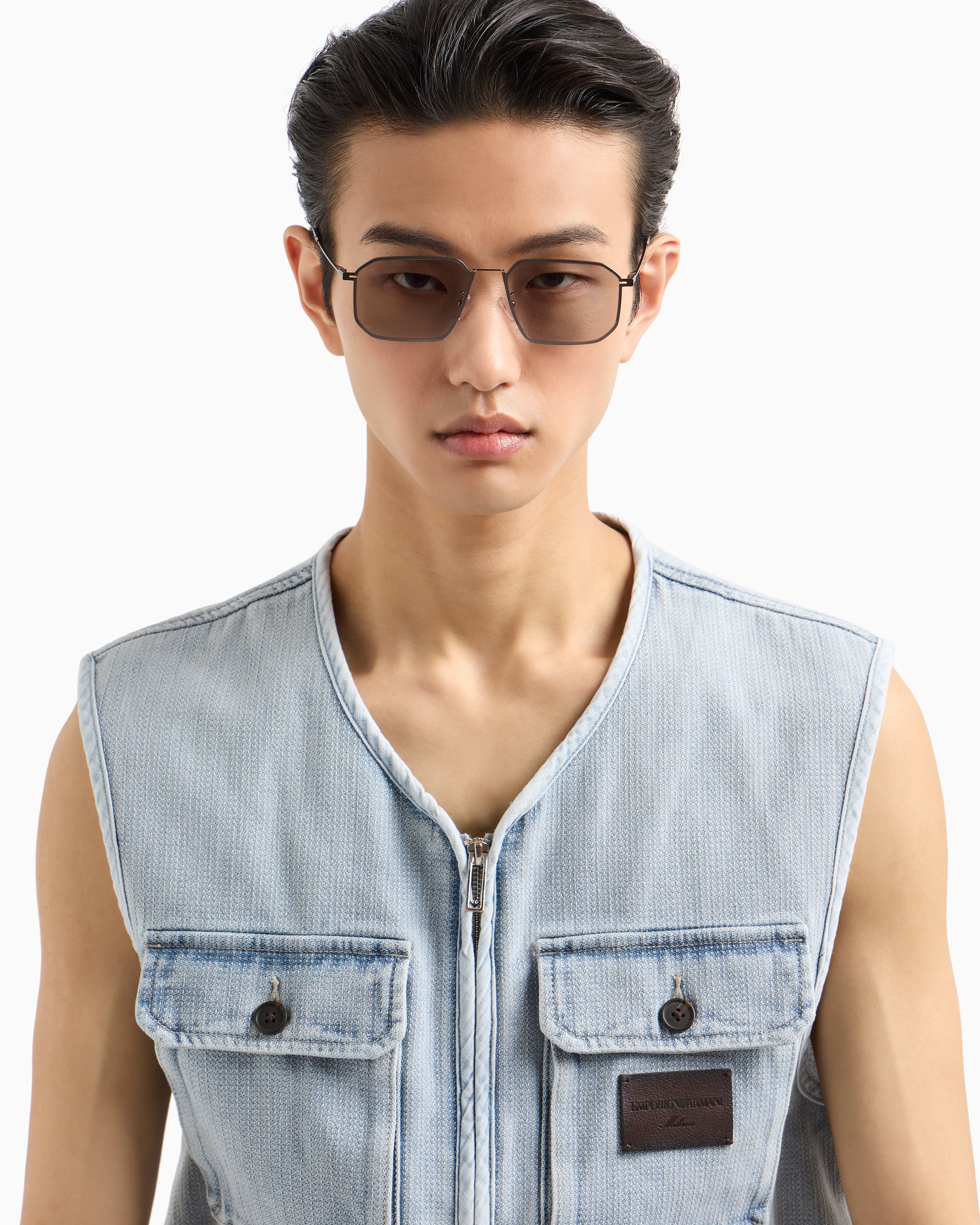 Emporio Armani Men’s irregular-shaped Asian fit sunglasses