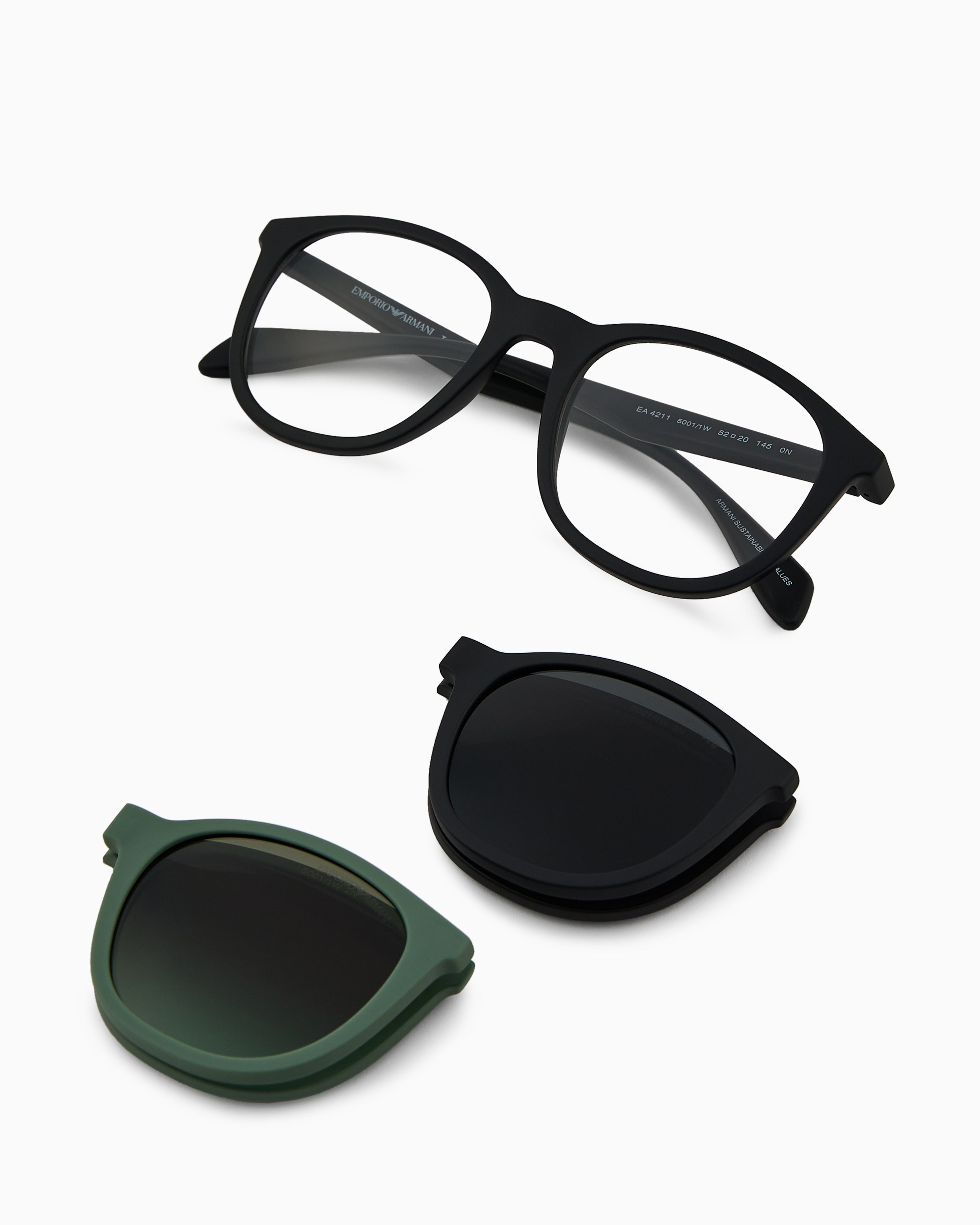 Emporio Armani Men’s panto sunglasses with interchangeable lenses